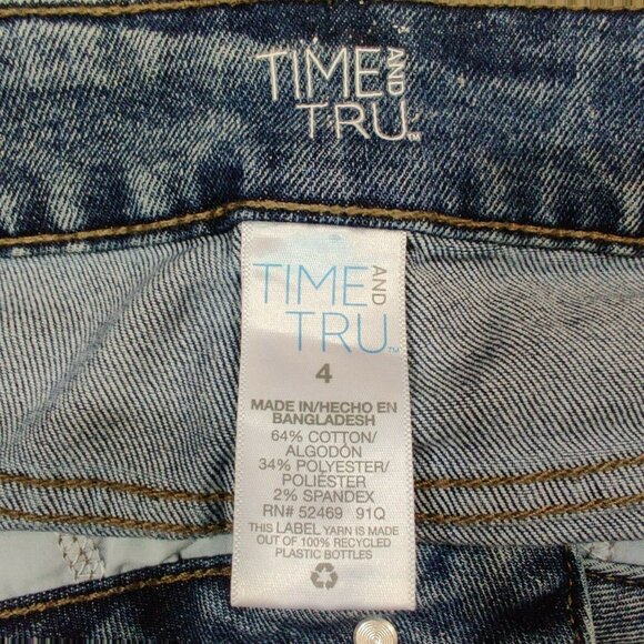 Time and Tru 4 Distressed Denim Bermuda Shorts Raw Hem Mid Rise Grunge Casual - Picture 8 of 8